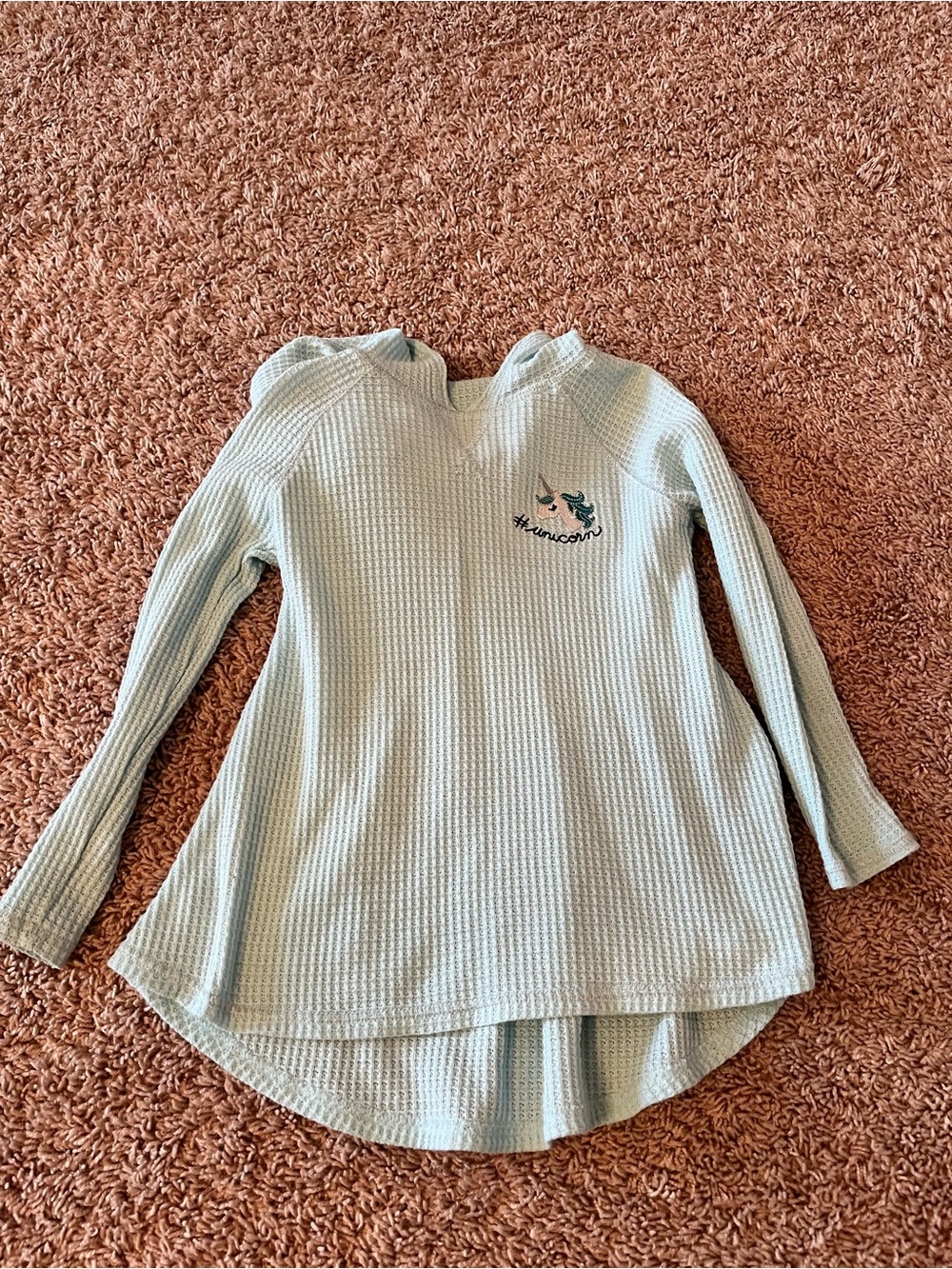 Girls' Light Aqua Unicorn Hoodie Top